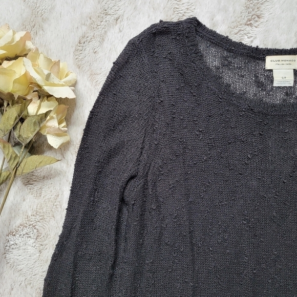 Club Monaco Italian Yarn Black Viscose Blend Asymmetrical Knit Top Size S - Picture 4 of 12